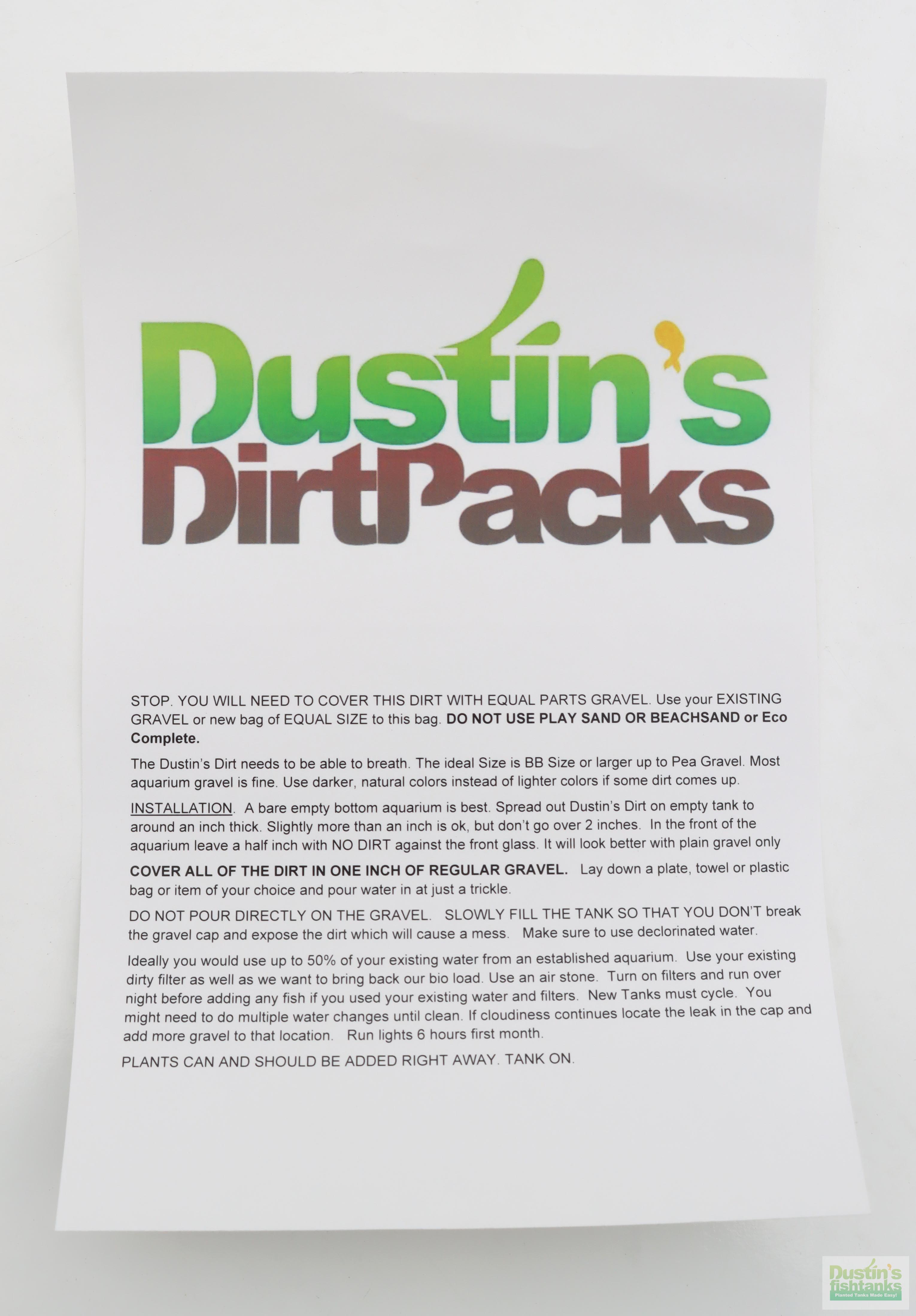 Dustin's Dirt Packs. (Aquarium Substrate Our own Premier Mix)